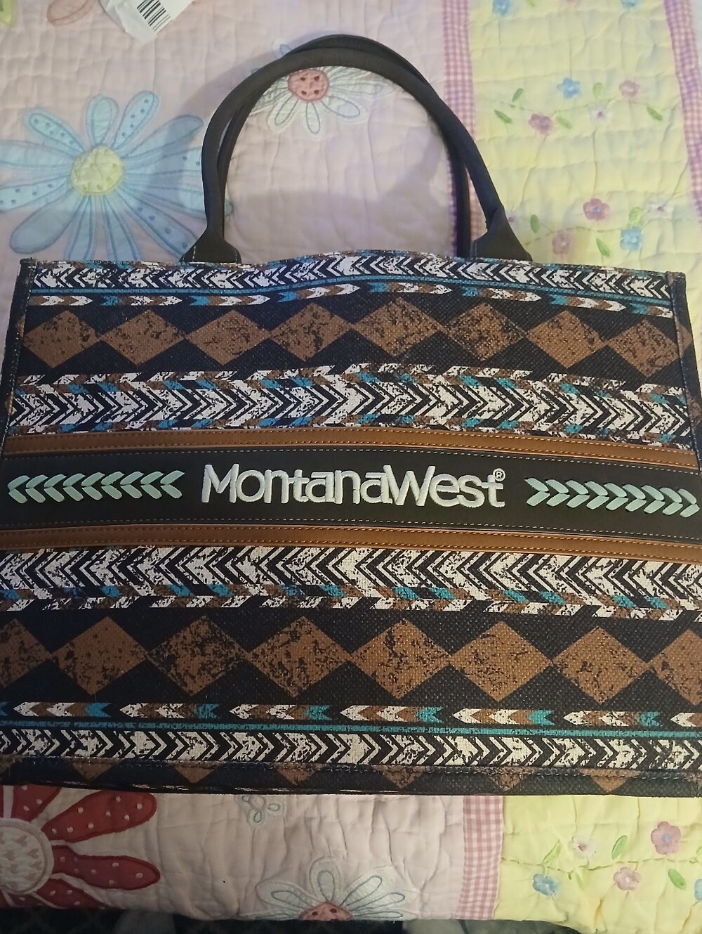 Montana West Brown & Turquoise Aztec-Pattern Tote